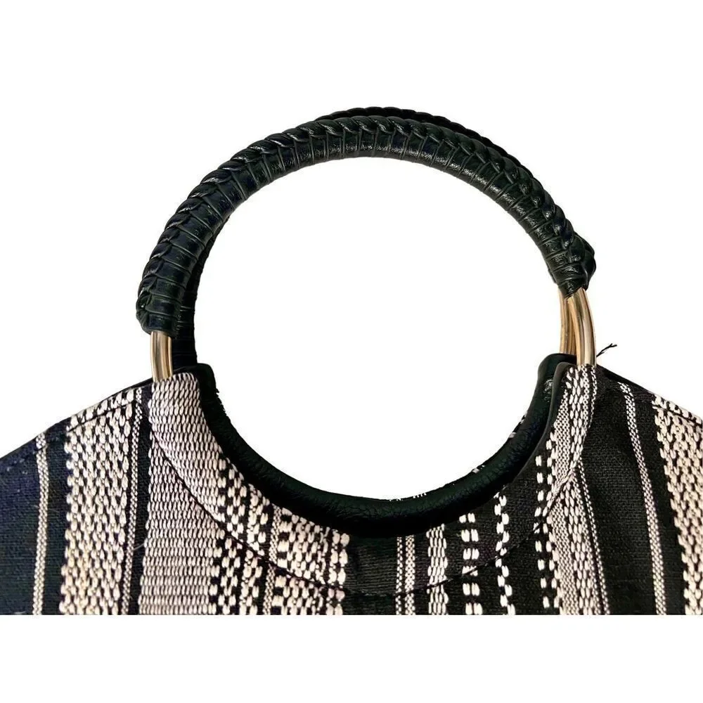 Sole Society Nordstrom Womens Black & White Handbag Tote Boho Purse